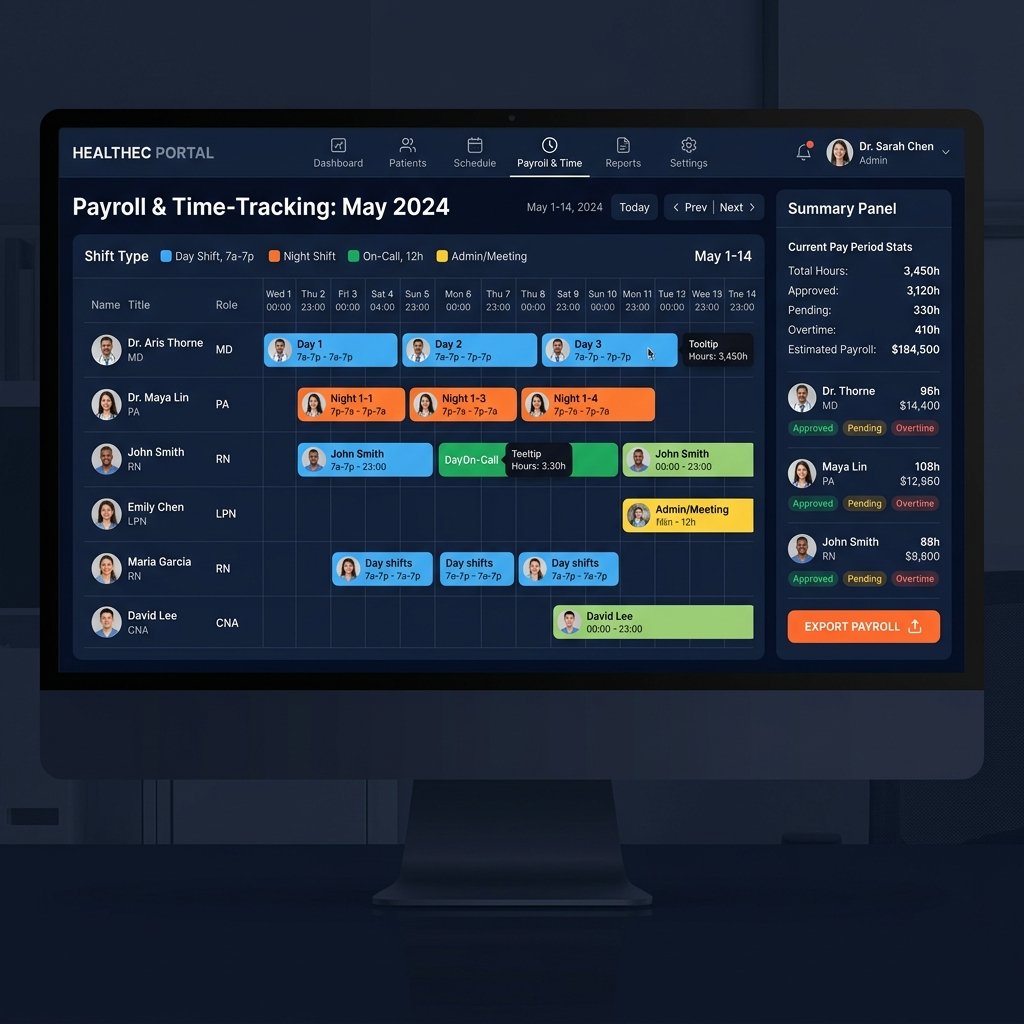 Gantt chart payroll and time tracking dashboard