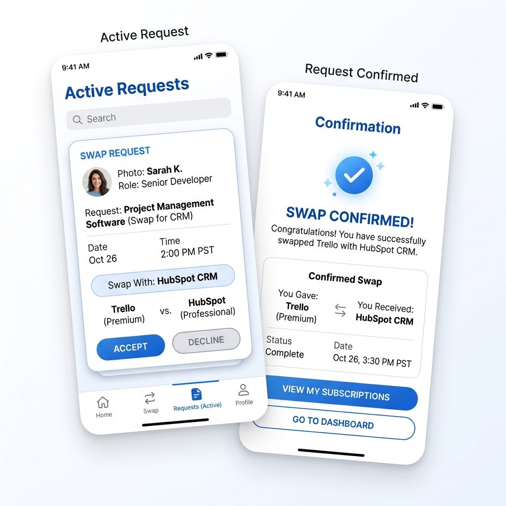 Mobile app swap flow screens
