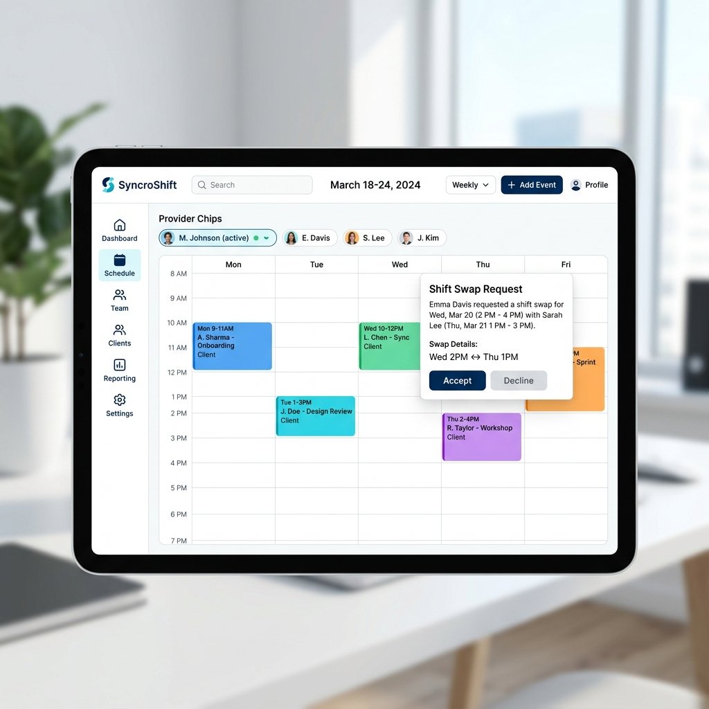 Tablet UI showing visual schedule